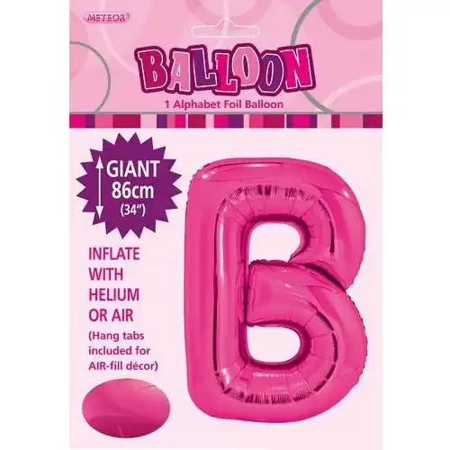 Hot Pink B Alphabet Foil Balloon 86cm