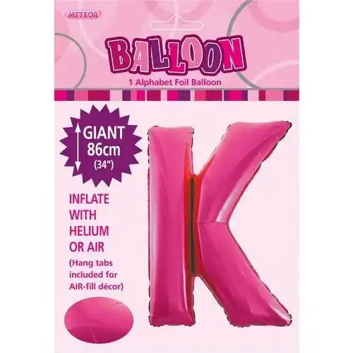 Hot Pink K Alphabet Foil Balloon 86cm