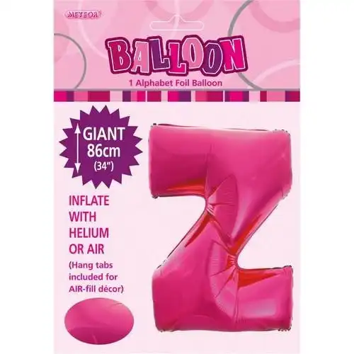 Hot Pink Z Alphabet Foil Balloon 86cm