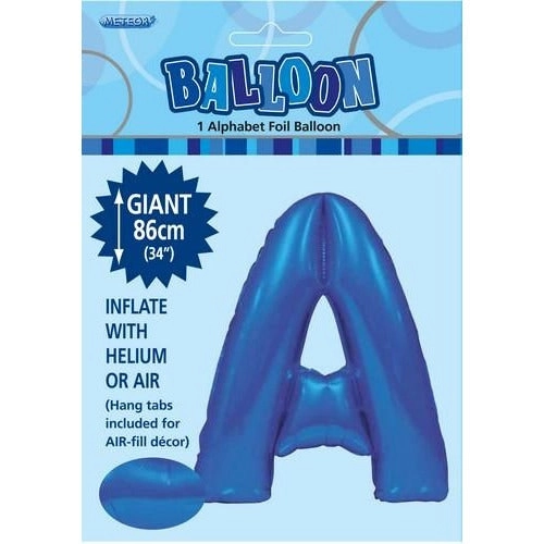 Royal Blue A Alphabet Foil Balloon 86cm