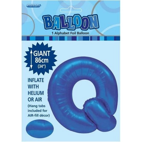 Royal Blue Q Alphabet Foil Balloon 86cm