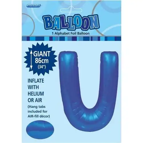 Royal Blue U Alphabet Foil Balloon 86cm