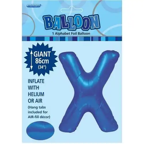 Royal Blue X Alphabet Foil Balloon 86cm