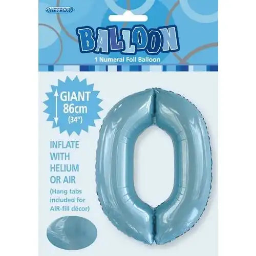 0 Numeral Foil Balloon - Powder Blue