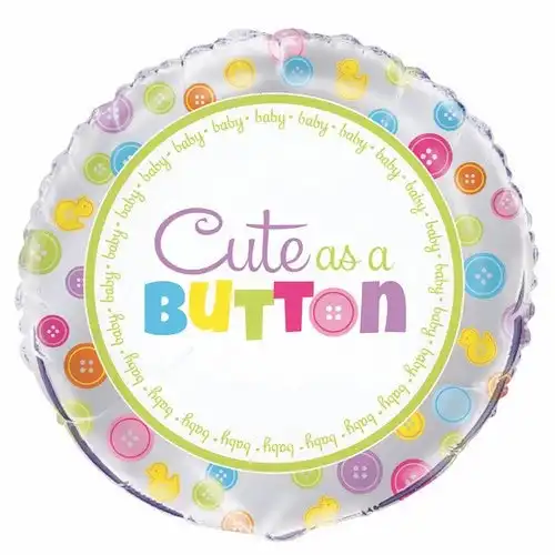 Cute As A Button - Foil Balloon