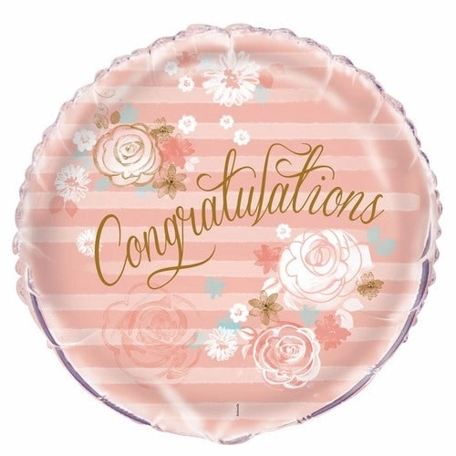 Floral Congratulations 45cm Foil Balloon Packaged