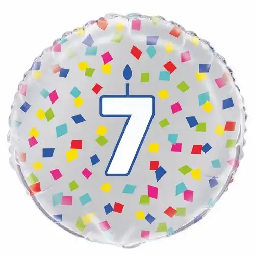 Rainbow Confetti - Number 7 Foil Balloon