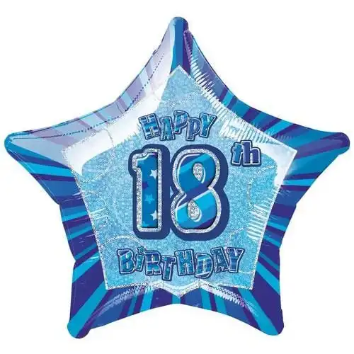 Glitz Blue - 18th Birthday Star Foil Balloon