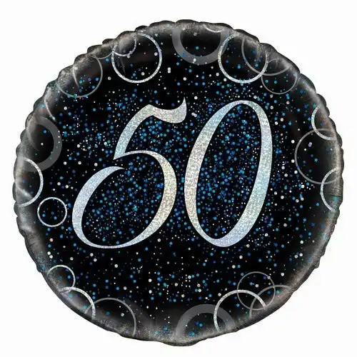 Glitz Blue 50th Birthday Foil Balloon