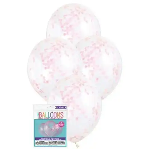 Clear Balloon -  W/ lovely Pink Confetti