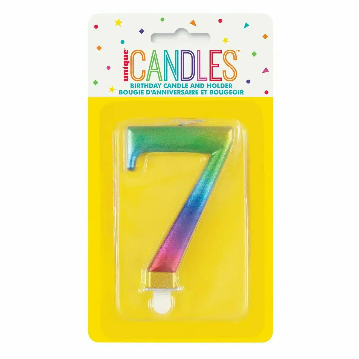 Metallic Rainbow Number 7 - Birthday Candle