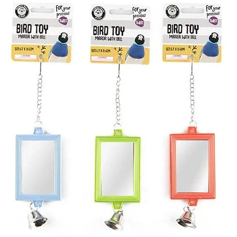 Plastic Rectangle Mirror with Bell - Bird Toy