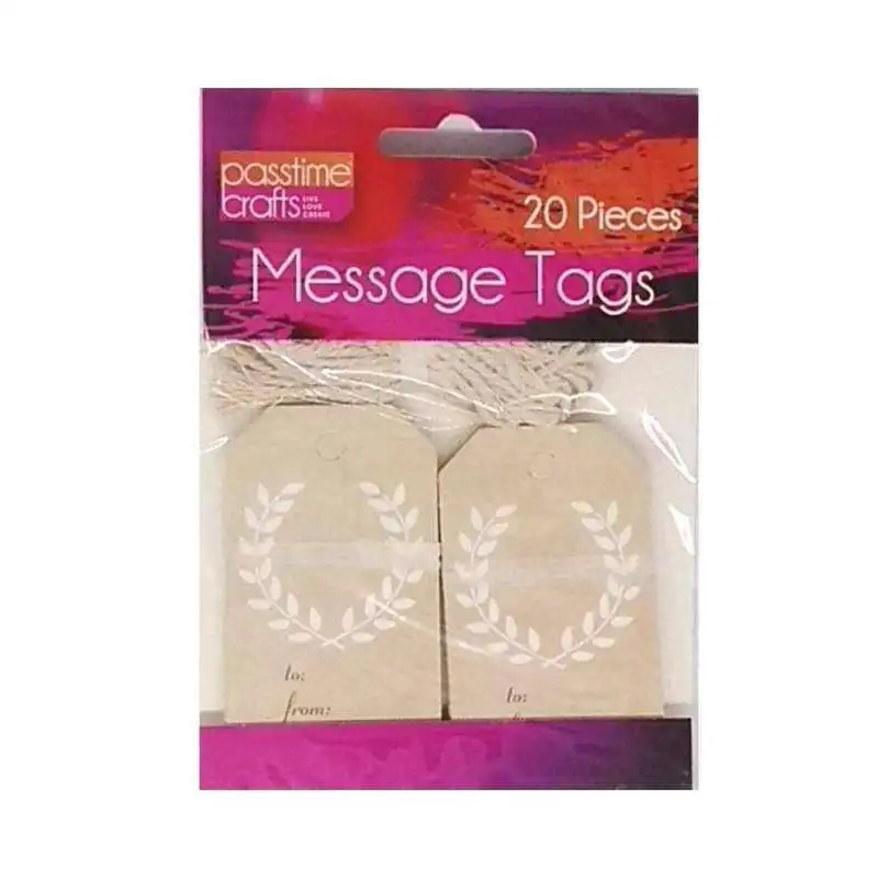 Paper Message Tags with Cord Assorted 20Pk