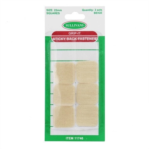 Grip It Sticky Back Fastener Squares - Beige 22mm 4 Sets