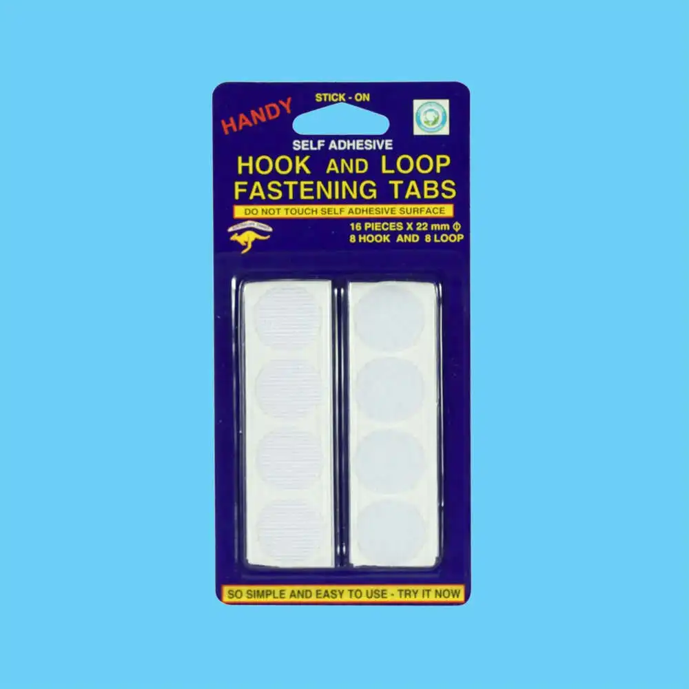 Hook & Loop Fastening Tabs Self Adhesive - White