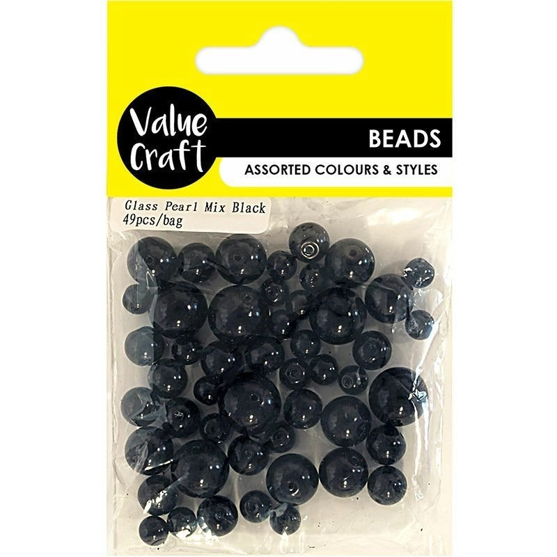 Glass Pearl Beads - Black