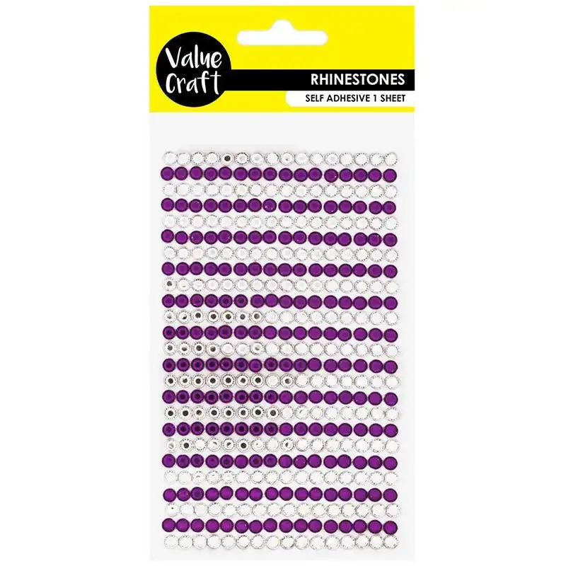 Rhinestones Self Adhesive - Purple & White