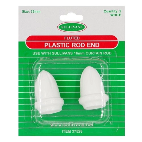 Fluted Plastic Rod Ends - White