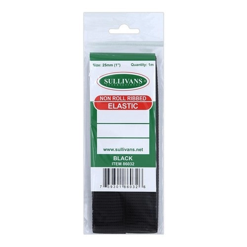 Non Roll Ribbed Elastic Black