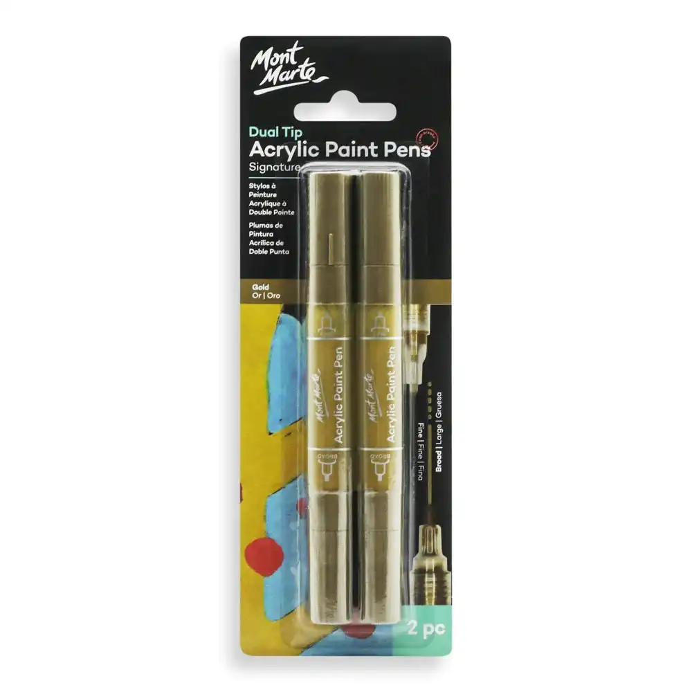 Mont Marte - Acrylic Paint Pens Dual Tip Gold