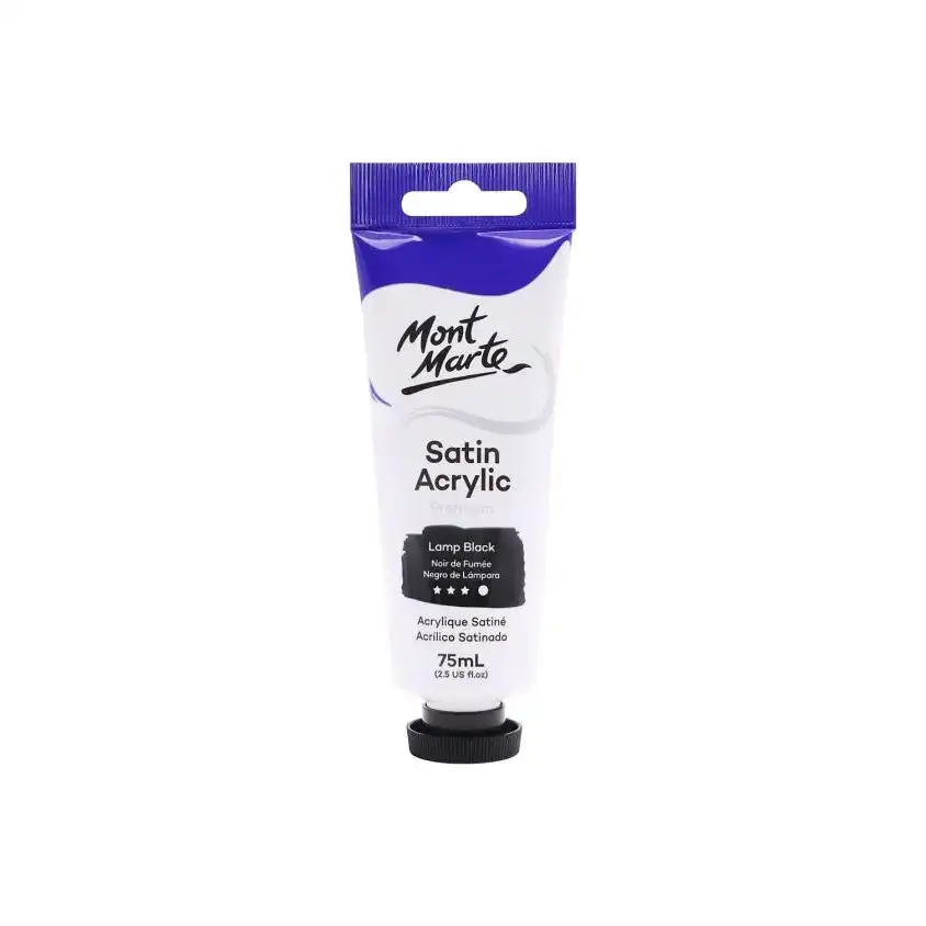 Mont Marte Satin Acrylic Paint - Lamp Black