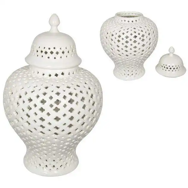 White Round Moroccan Ginger Jar