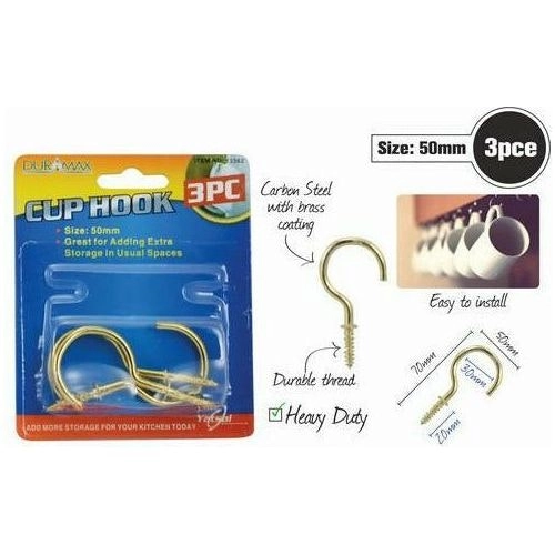 Cup Hooks - Brass