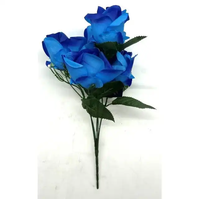 Faux Silk Flowers Bunch - Blue 5 Heads