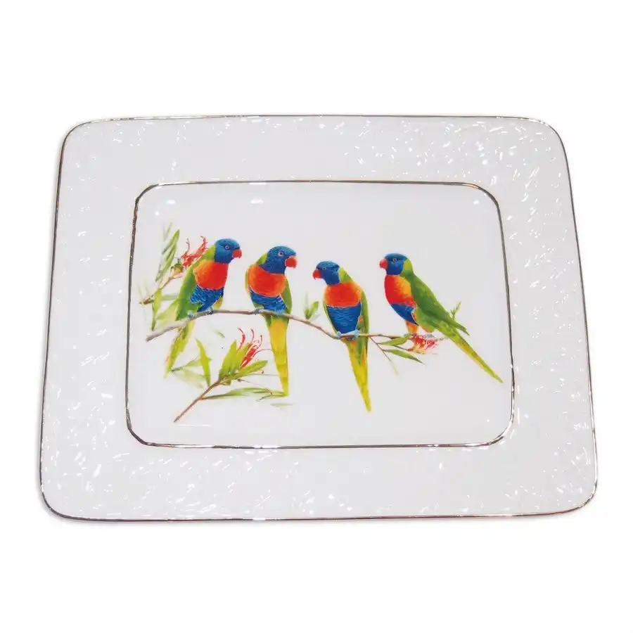 Rainbow Lorikeets Fine Bone China Gold Rim - Plate