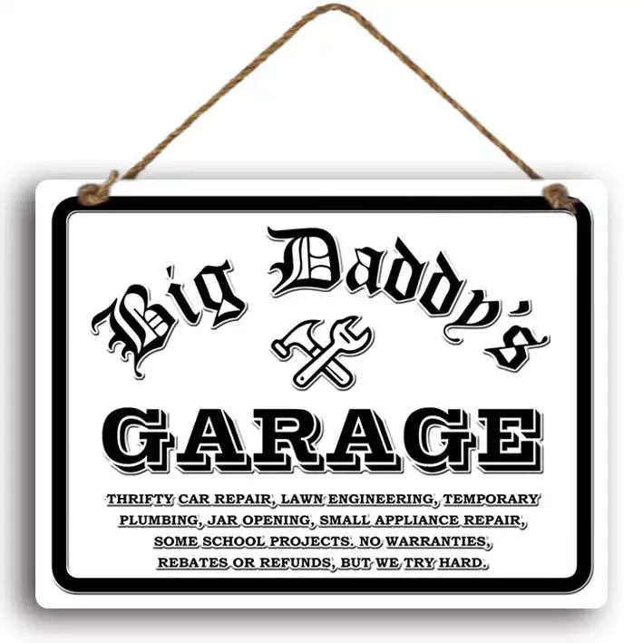 Embossed Metal Daddys Garage Wall Hanging Plaque