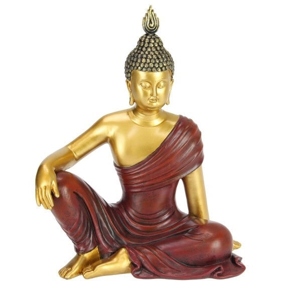 Gold Rulai Sitting Buddha with Red Robes