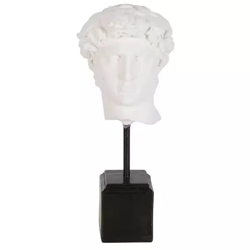 David Flocked Head On Stand White