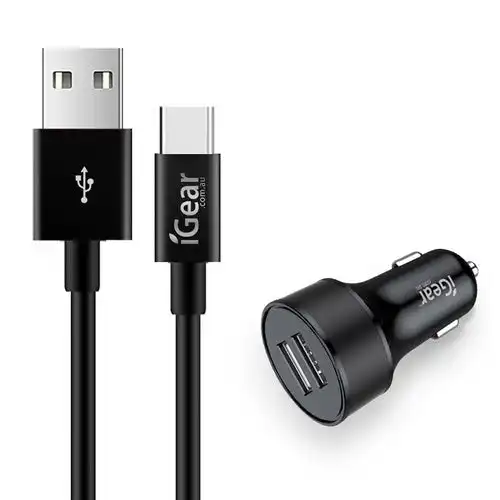 iGear Car Charger & Charging Cable USB Type C - Black