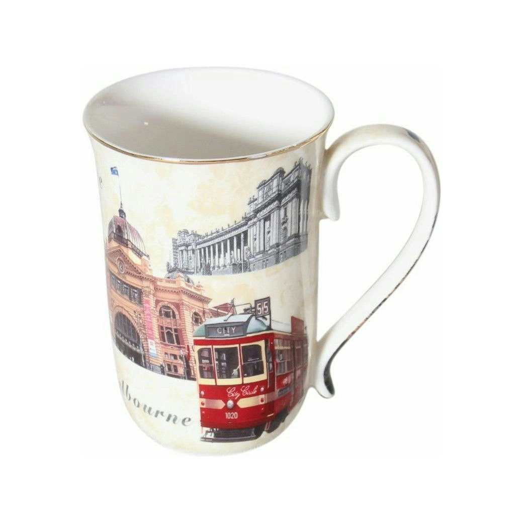 Melbourne Landmarks Fine Bone China Gold Rim Mug