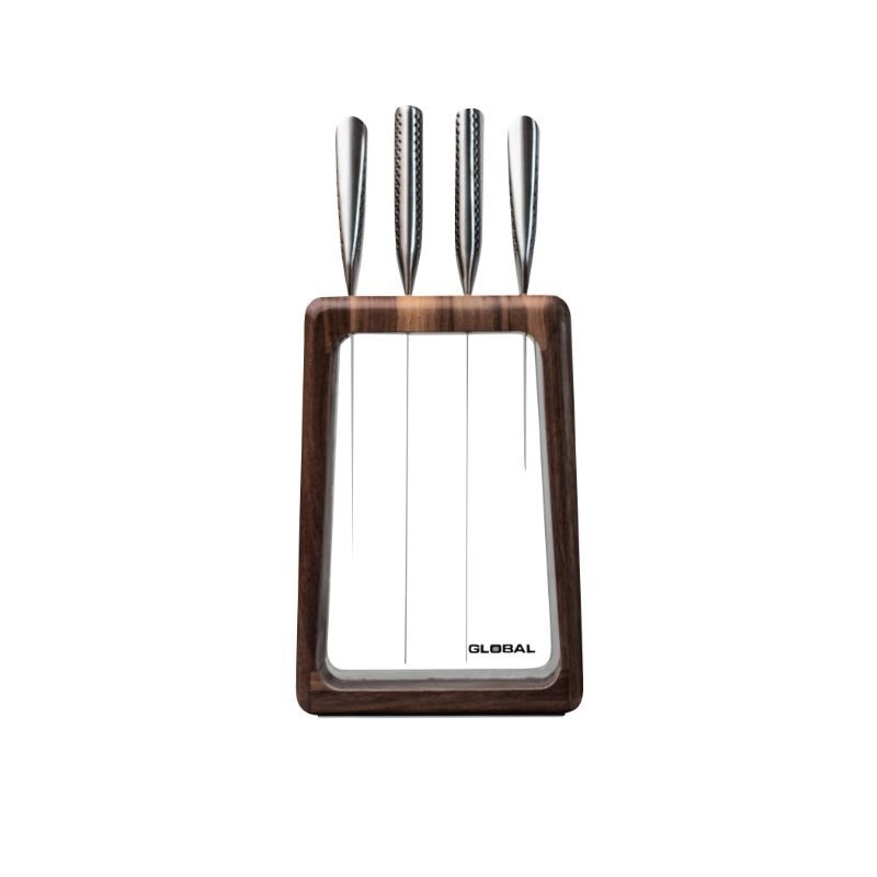 Global Hashira 5 Piece Knife Block Set - Walnut