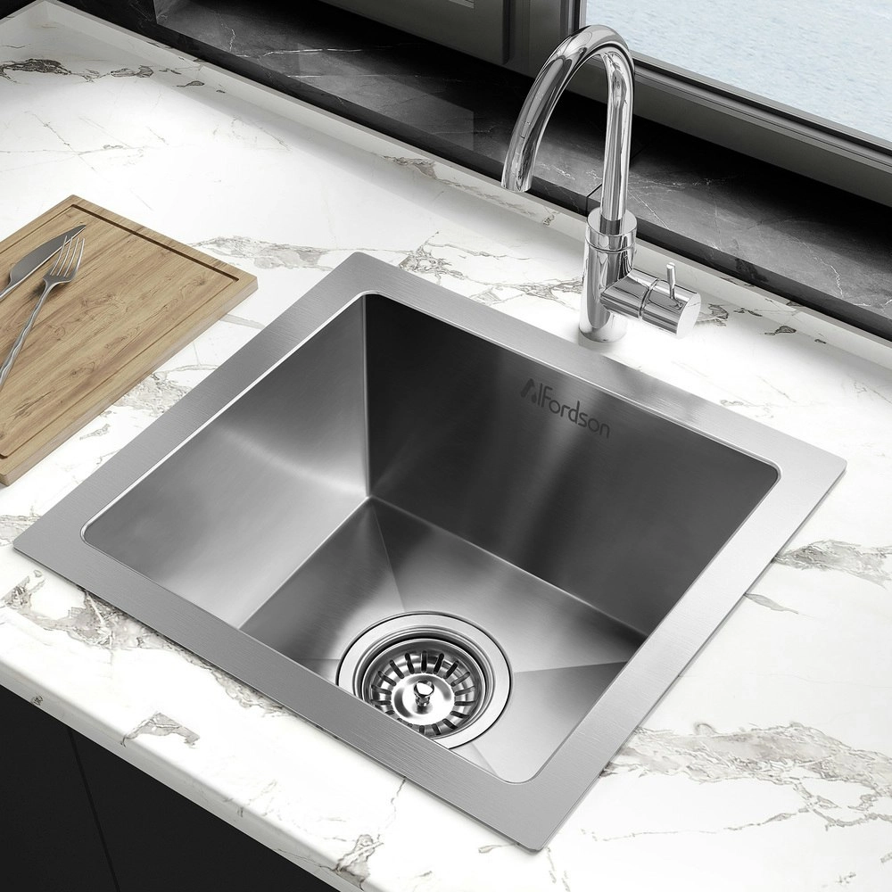 Alfordson Kitchen Sink Stainless Steel Drop in Flush Under Mount Basin 340X310MM