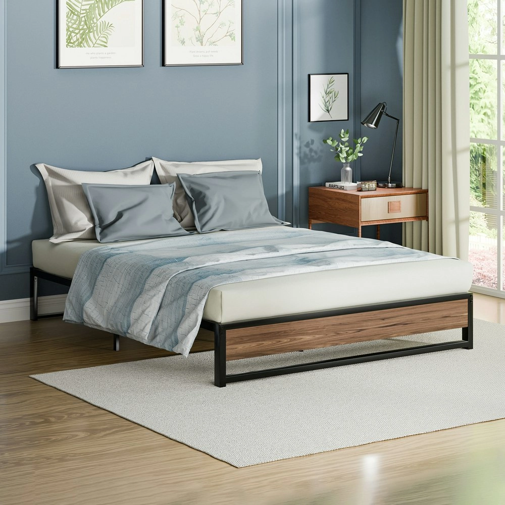 Alfordson Metal Bed Frame Queen Size Mattress Base Platform Foundation Wood