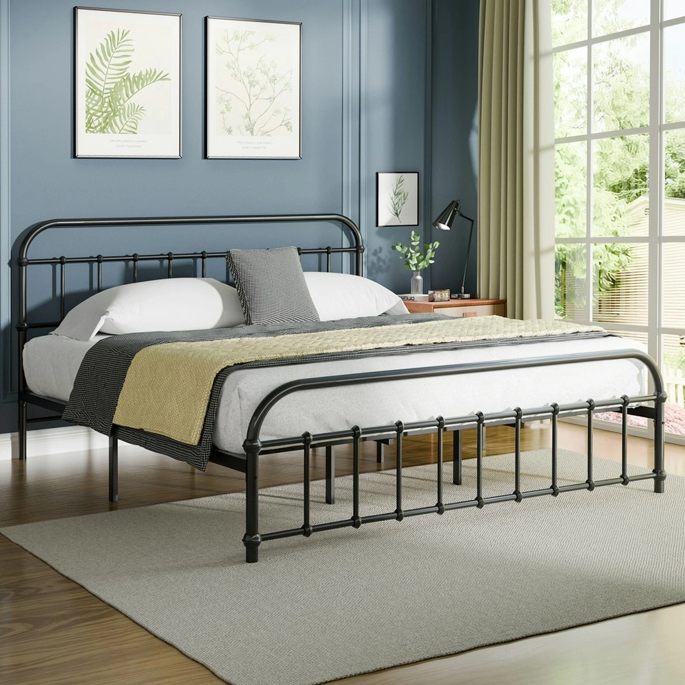 Alfordson Metal Bed Frame King Size Mattress Base Industrial Platform Black