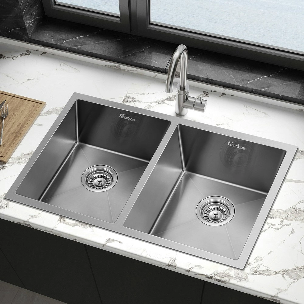 Alfordson Kitchen Sink Stainless Steel Drop in Flush Under Mount Basin 770X450MM