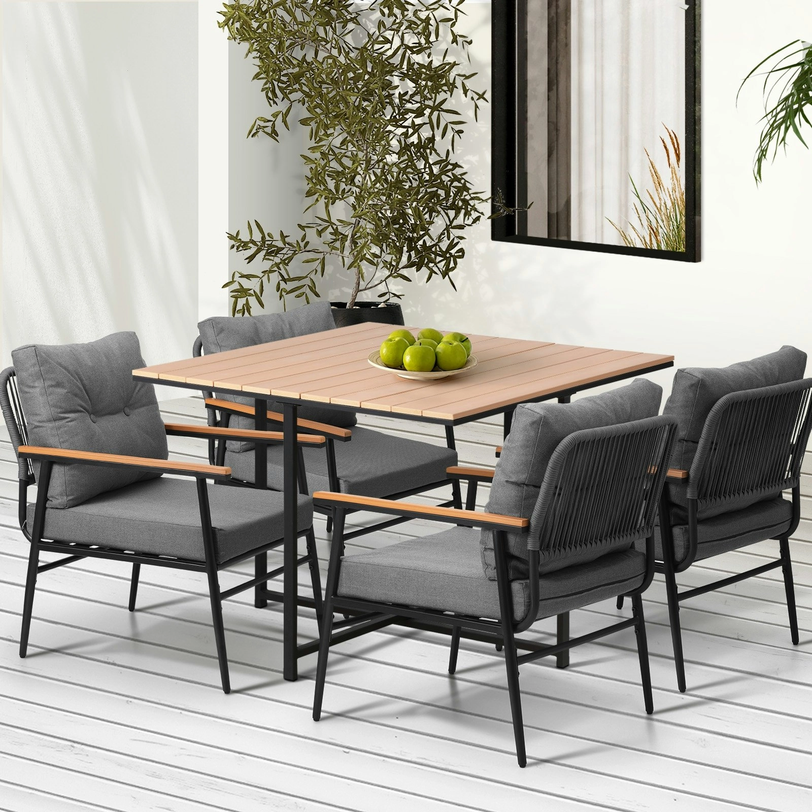 Livsip Outdoor Dining Set Patio Furniture Garden Table and Chairs 5 Seater