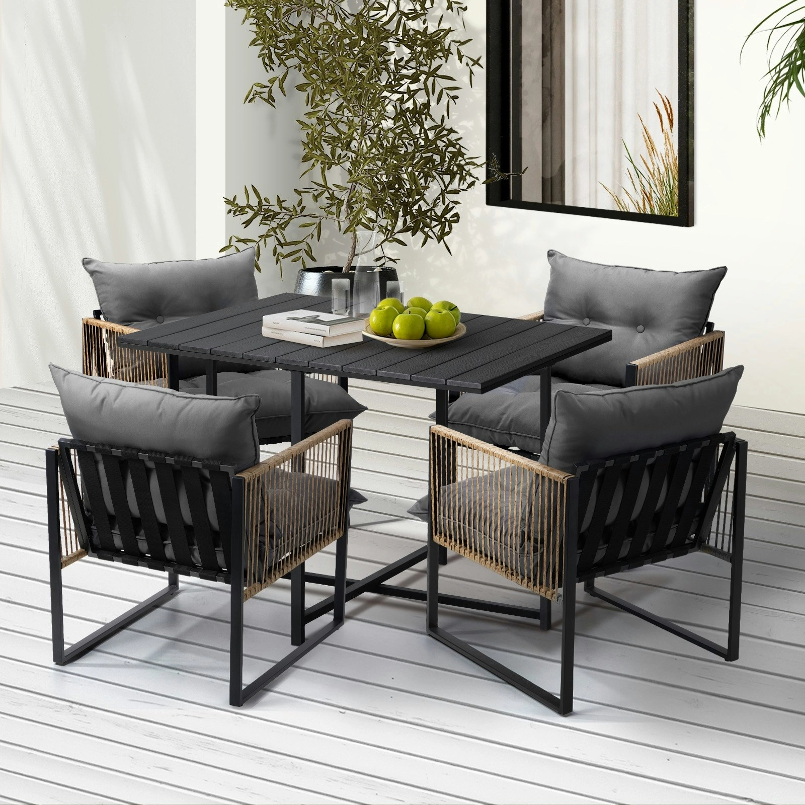 Livsip Outdoor Dining Set Patio Furniture Garden 4 Seater