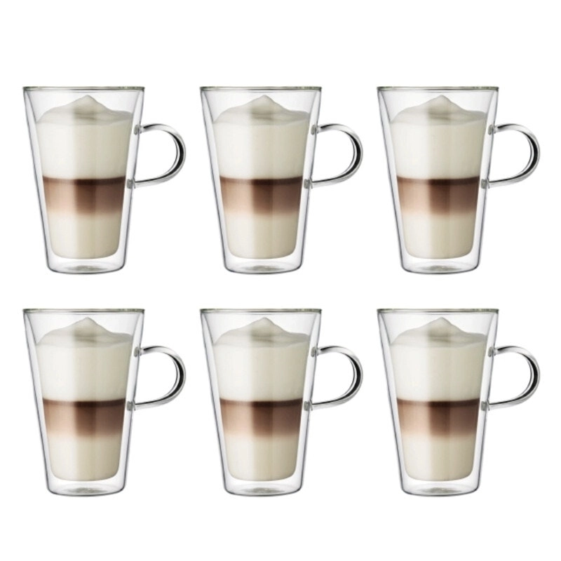 Bodum Canteen Double Wall 400ml Large Cup with Handle 6 Piece Set