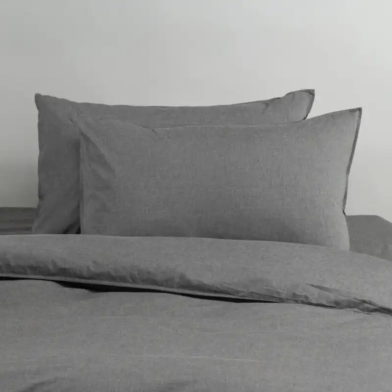 Canningvale Valeria Vintage Softwash Cotton King Sheet Set - Charcoal Melange