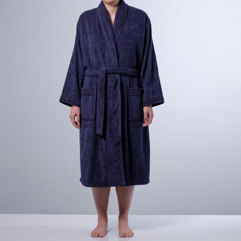 Canningvale Lusso Cotton Terry Medium Bathrobe - Mezzanotte Blue