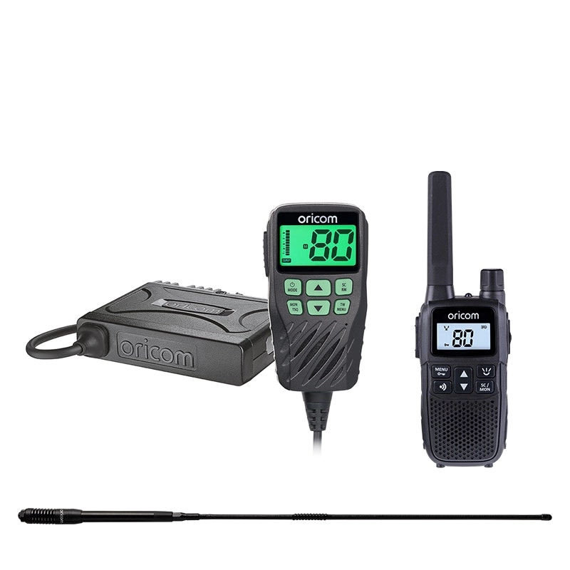 Oricom UHF360 5 Watt UHF CB Radio with Controller Speaker Microphone AND ANU215 6.5dBi UHF CB Antenna AND UHF2200 2 Watt Handheld UHF CB Radio (UHF360BSH)