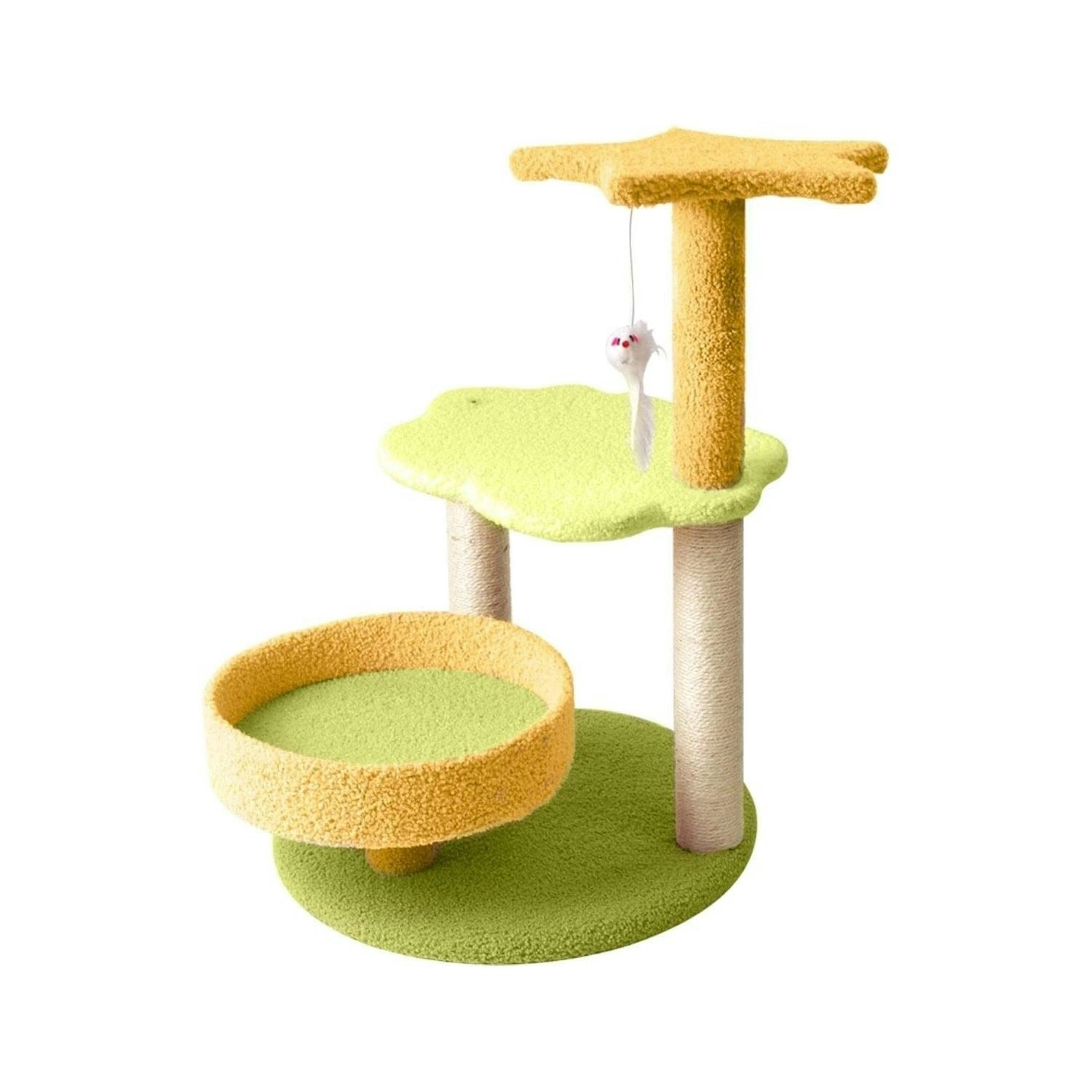 Floofi 75cm Galaxy Scratching Post Cat Scratcher Tree Furniture Bed Yellow Green