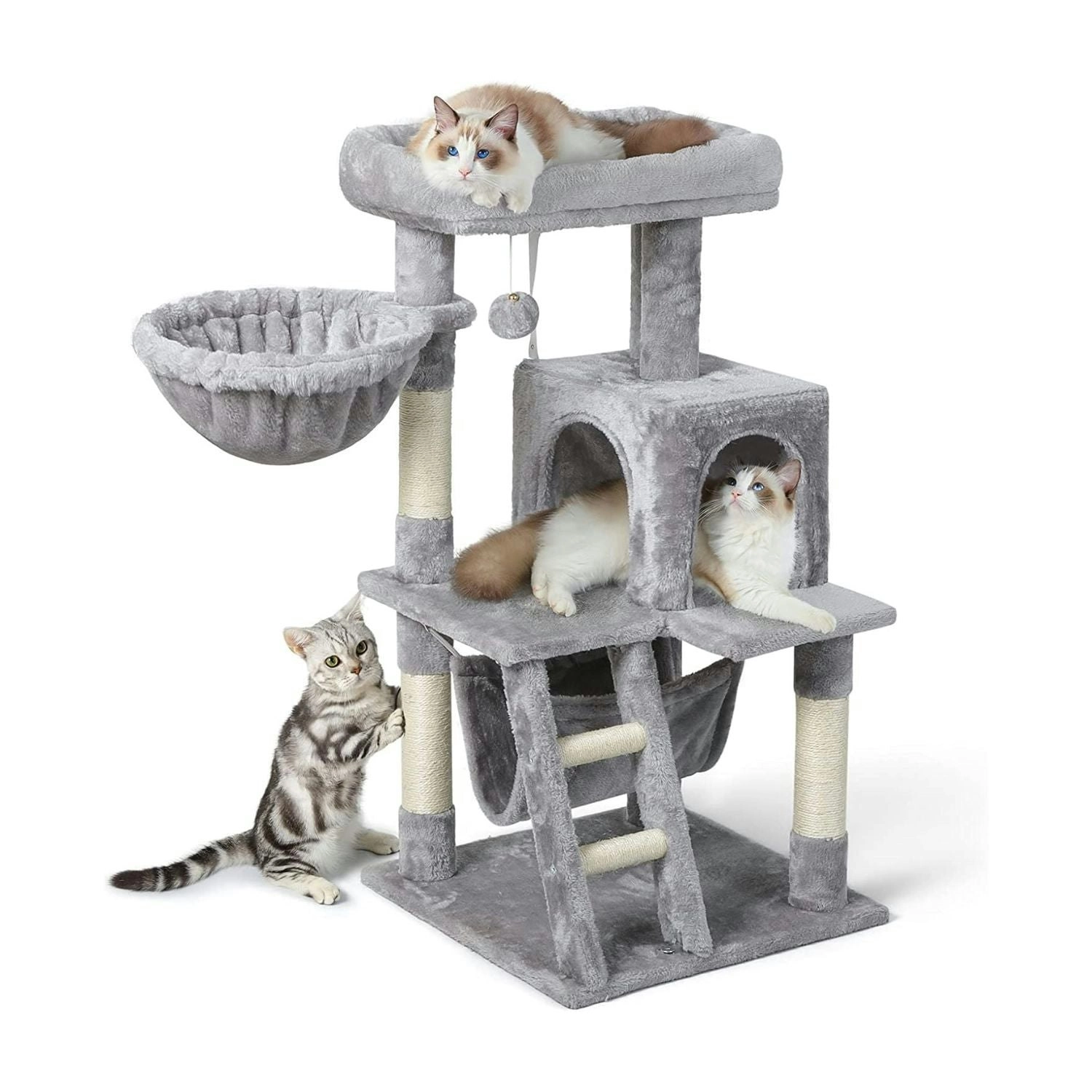 Floofi 104cm Plush Cat Condo Cat Tree Light Grey