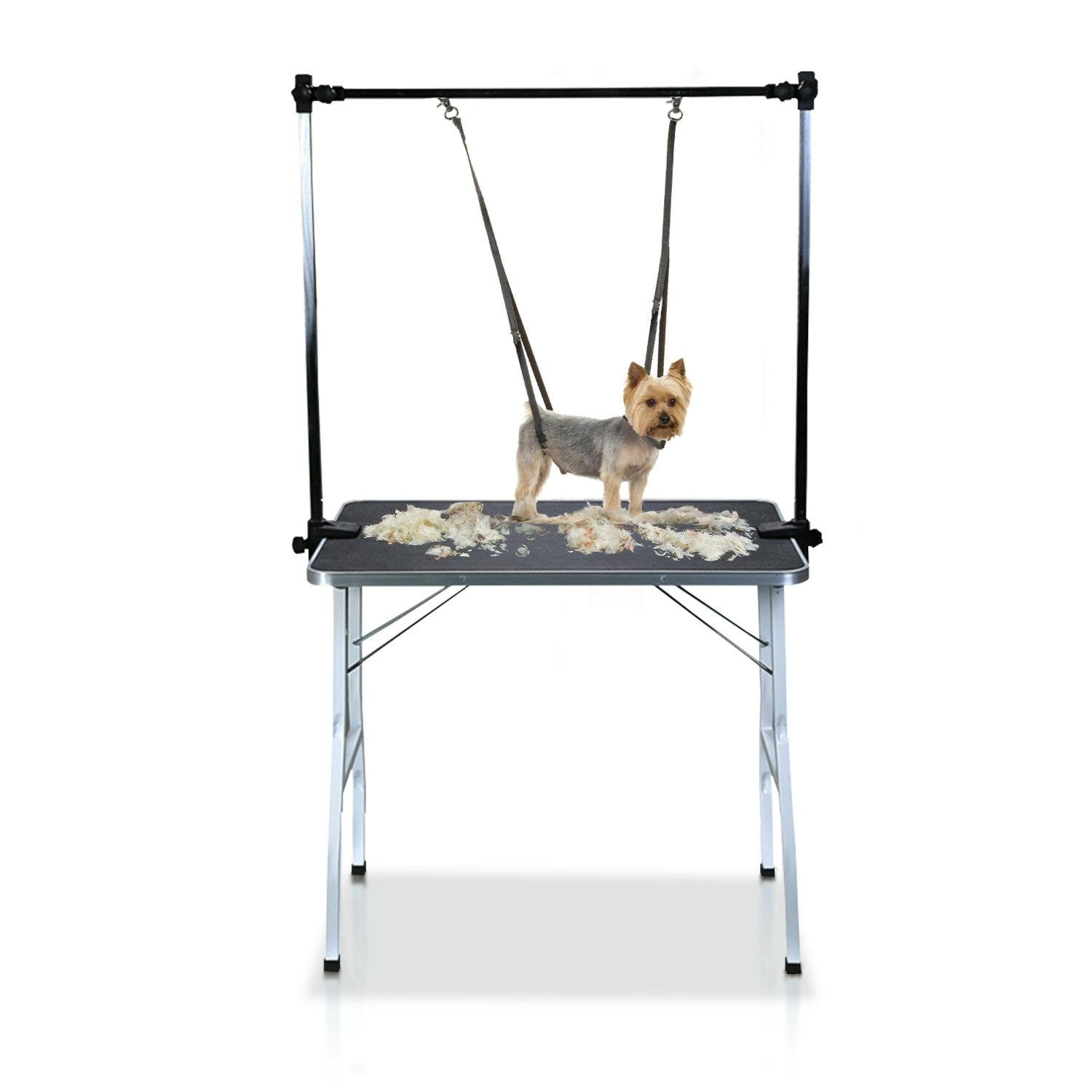 Floofi Portable Foldable Tool with Loop Noose Double Pole Pet Dog Grooming Table with Arm - Black