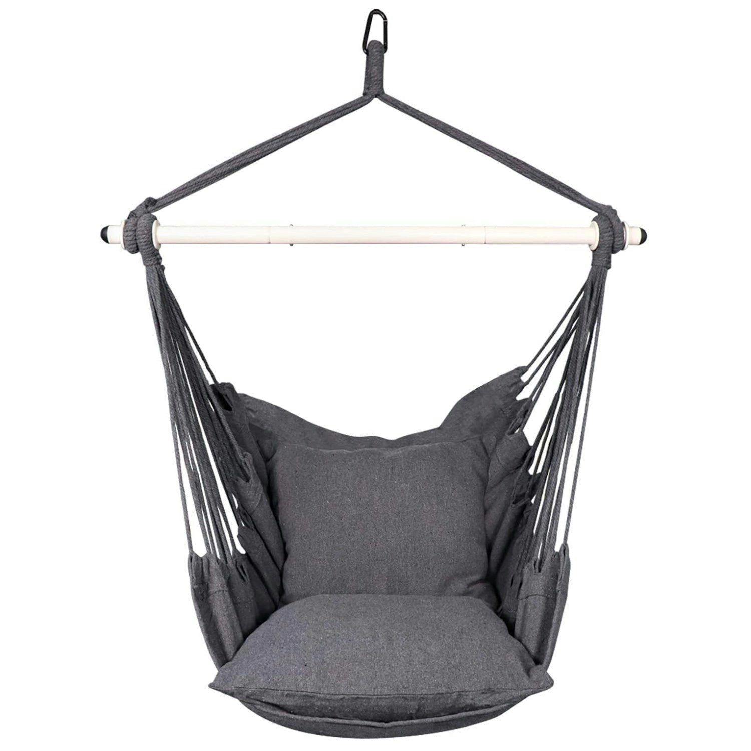 Noveden Hammock Chair Swing with 2 Pillow Cushions Camping Outdoor Hammocks Dark Grey