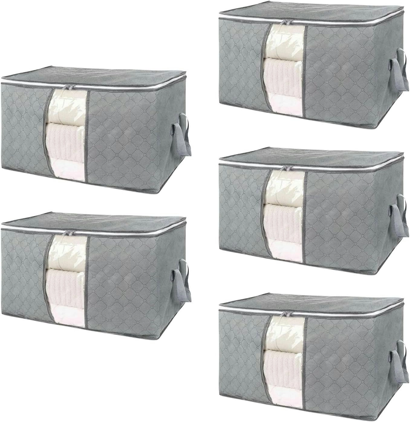 Gominimo 5PCS 105L Large Clothes Storage Bag Home Organizer Zipper Box Bag